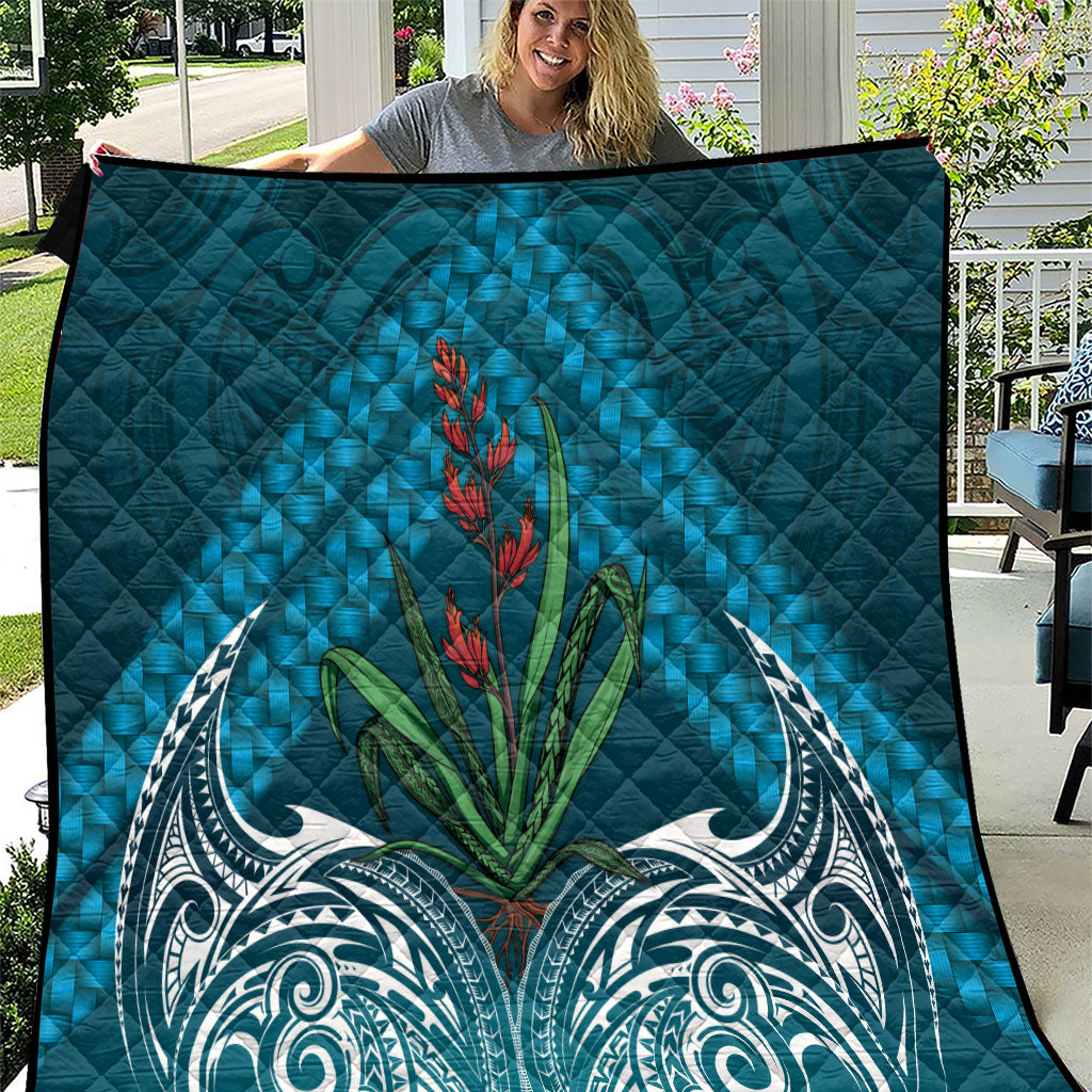 Rongoa Maori New Zealand Harakeke Quilt NZ Weaving Pattern Dark Teal LT14 Dark Teal - Polynesian Pride