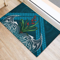 Rongoa Maori New Zealand Harakeke Rubber Doormat NZ Weaving Pattern Dark Teal LT14 - Polynesian Pride