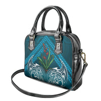 Rongoa Maori New Zealand Harakeke Shoulder Handbag NZ Weaving Pattern Dark Teal LT14 - Polynesian Pride