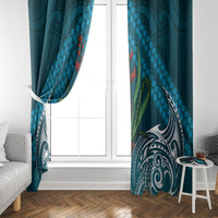 Rongoa Maori New Zealand Harakeke Window Curtain NZ Weaving Pattern Dark Teal LT14 - Polynesian Pride
