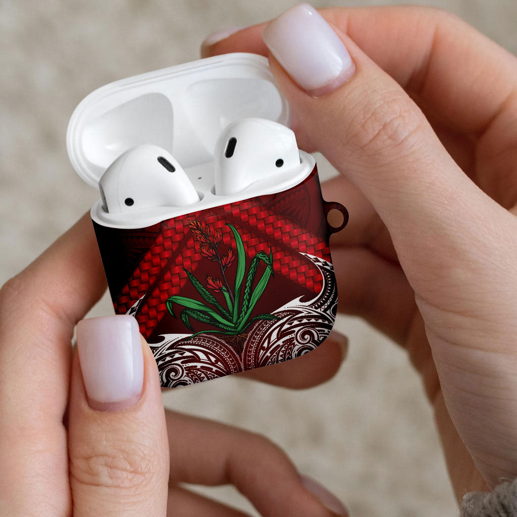 Rongoa Maori New Zealand Harakeke AirPods Case NZ Weaving Pattern Red LT14 - Polynesian Pride