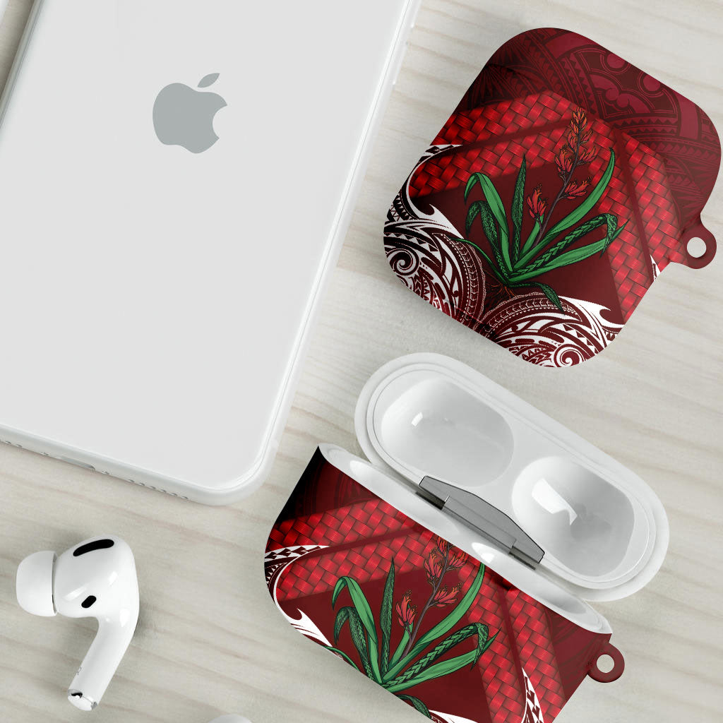 Rongoa Maori New Zealand Harakeke AirPods Case NZ Weaving Pattern Red LT14 - Polynesian Pride
