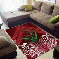 Rongoa Maori New Zealand Harakeke Area Rug NZ Weaving Pattern Red LT14 - Polynesian Pride