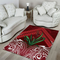 Rongoa Maori New Zealand Harakeke Area Rug NZ Weaving Pattern Red LT14 - Polynesian Pride