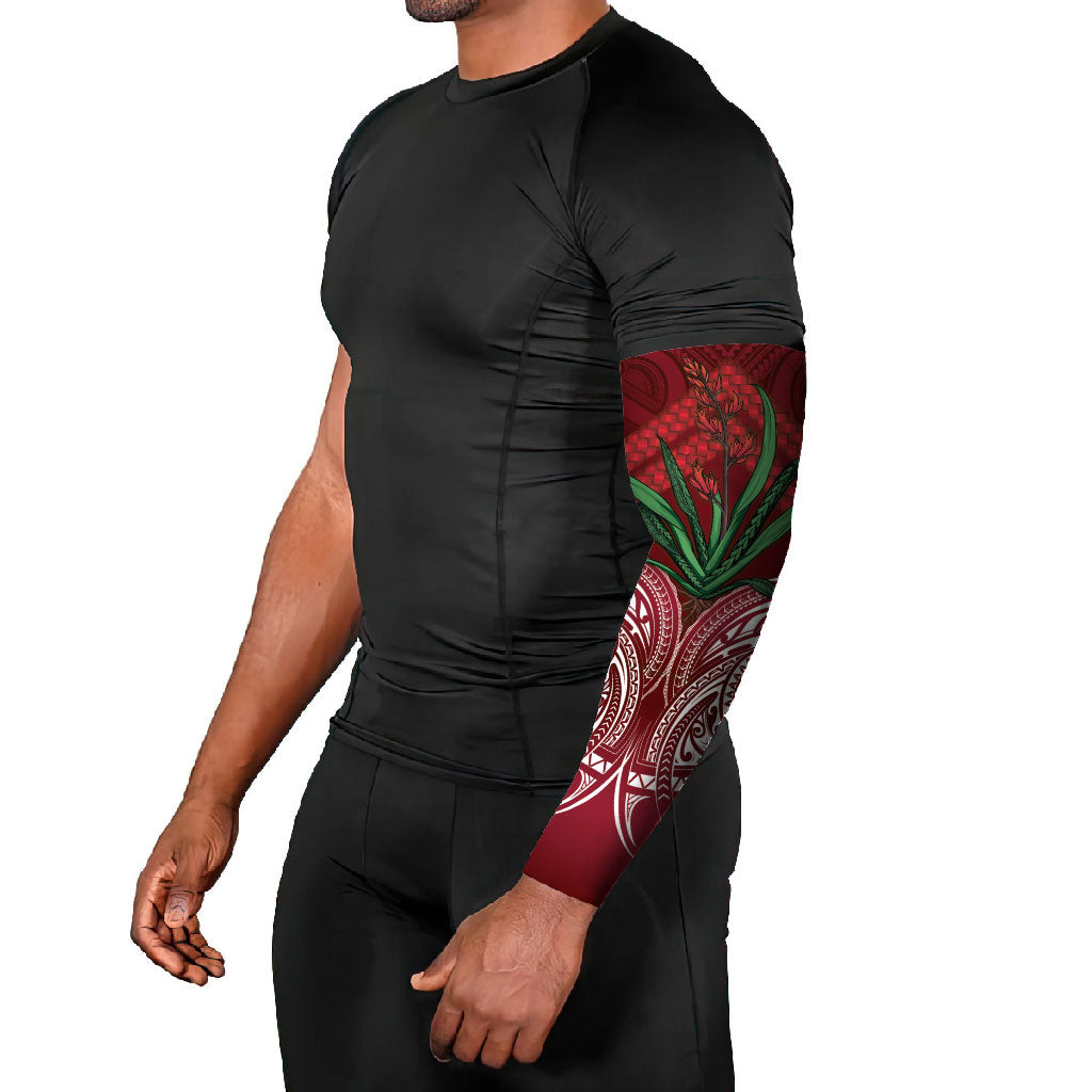 Rongoa Maori New Zealand Harakeke Arm Sleeves NZ Weaving Pattern Red LT14 - Polynesian Pride