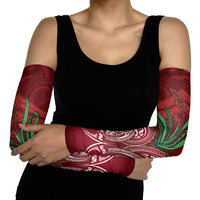 Rongoa Maori New Zealand Harakeke Arm Sleeves NZ Weaving Pattern Red LT14 - Polynesian Pride