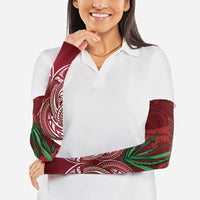 Rongoa Maori New Zealand Harakeke Arm Sleeves NZ Weaving Pattern Red LT14 - Polynesian Pride