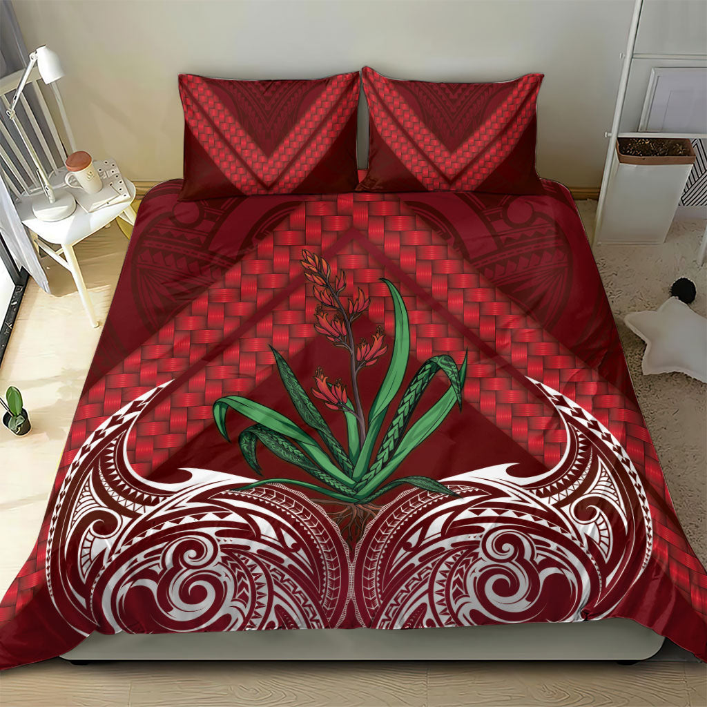 Rongoa Maori New Zealand Harakeke Bedding Set NZ Weaving Pattern Red LT14 - Polynesian Pride