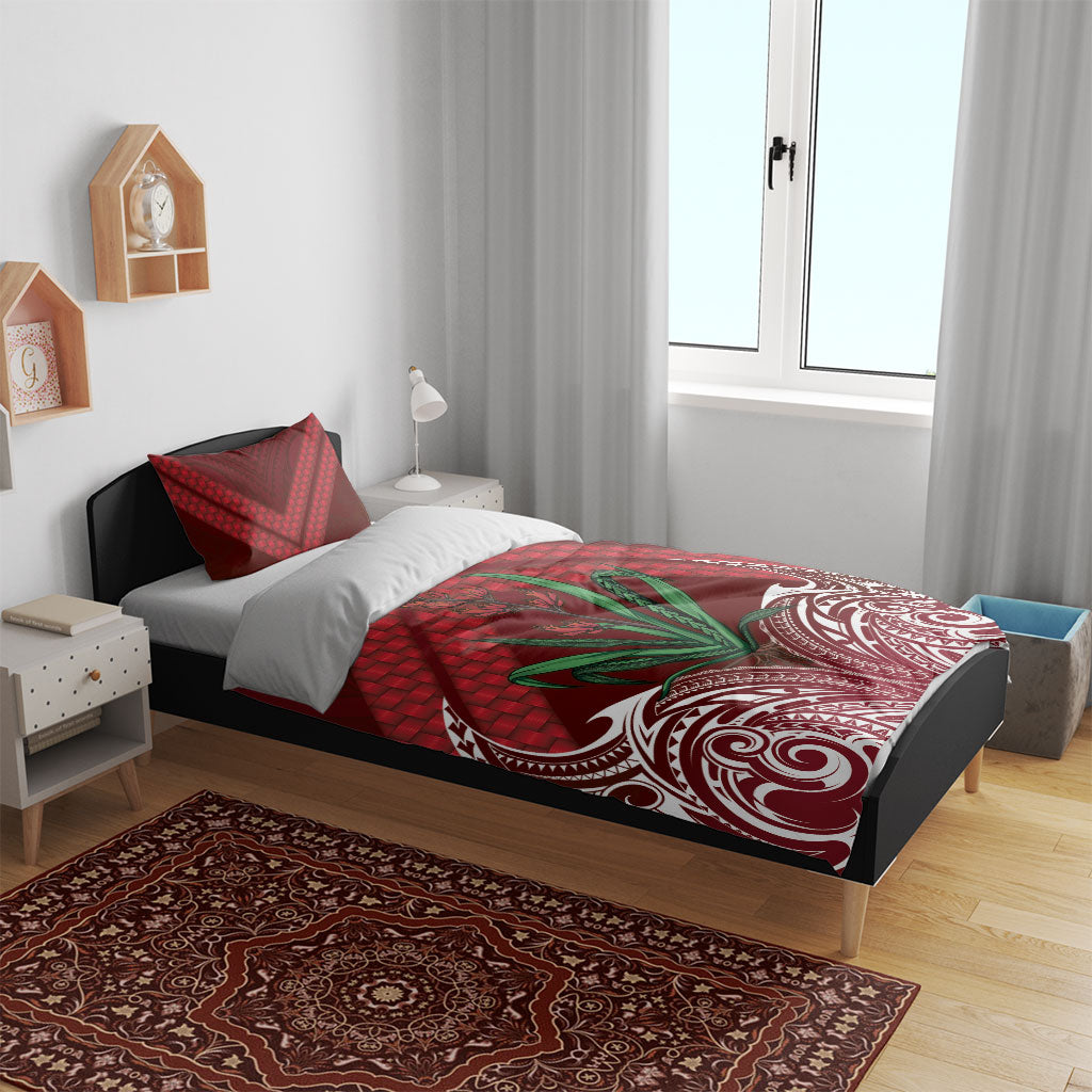 Rongoa Maori New Zealand Harakeke Bedding Set NZ Weaving Pattern Red LT14 - Polynesian Pride