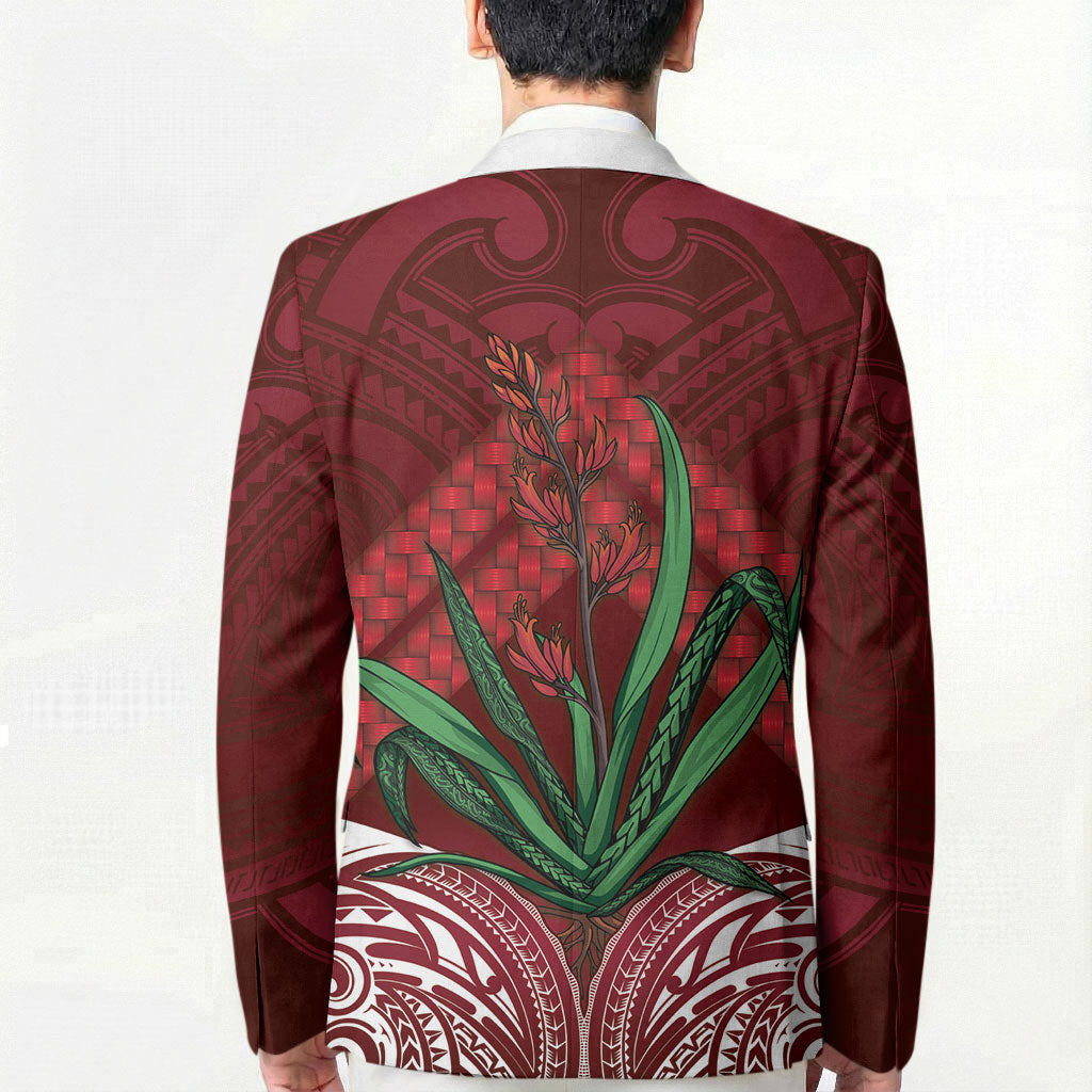 Rongoa Maori New Zealand Harakeke Blazer NZ Weaving Pattern Red LT14 - Polynesian Pride