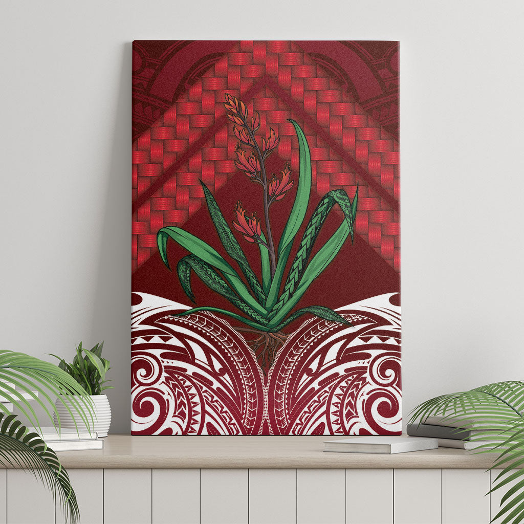 Rongoa Maori New Zealand Harakeke Canvas Wall Art NZ Weaving Pattern Red LT14 - Polynesian Pride
