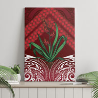 Rongoa Maori New Zealand Harakeke Canvas Wall Art NZ Weaving Pattern Red LT14 - Polynesian Pride