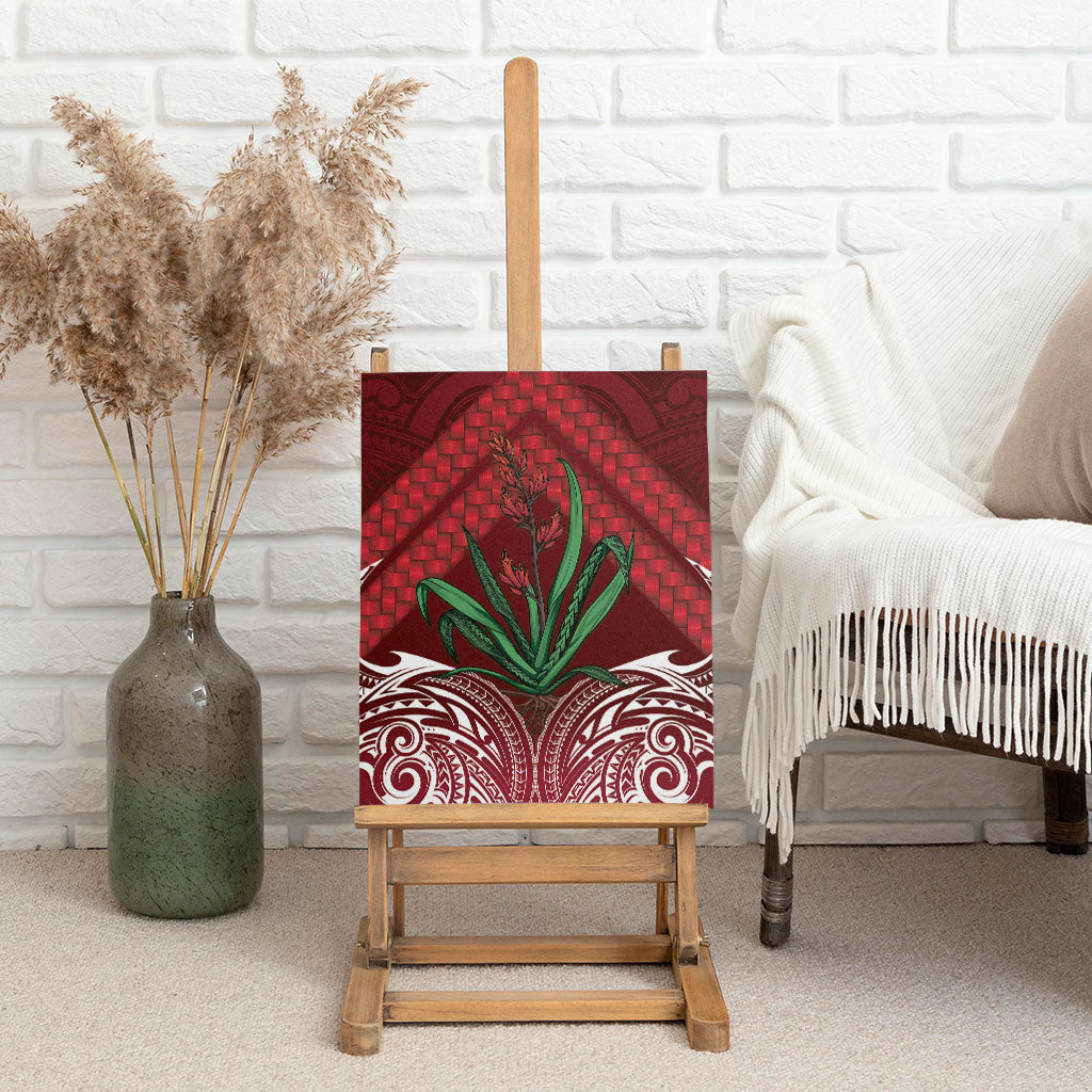 Rongoa Maori New Zealand Harakeke Canvas Wall Art NZ Weaving Pattern Red LT14 - Polynesian Pride