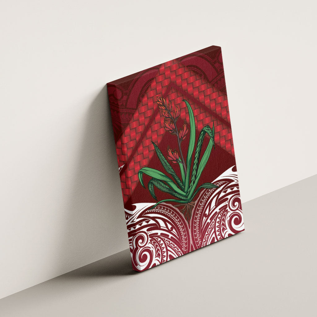 Rongoa Maori New Zealand Harakeke Canvas Wall Art NZ Weaving Pattern Red LT14 - Polynesian Pride