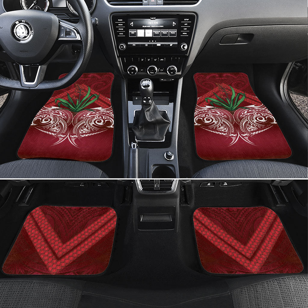 Rongoa Maori New Zealand Harakeke Car Mats NZ Weaving Pattern Red LT14 Set 4pcs Red - Polynesian Pride