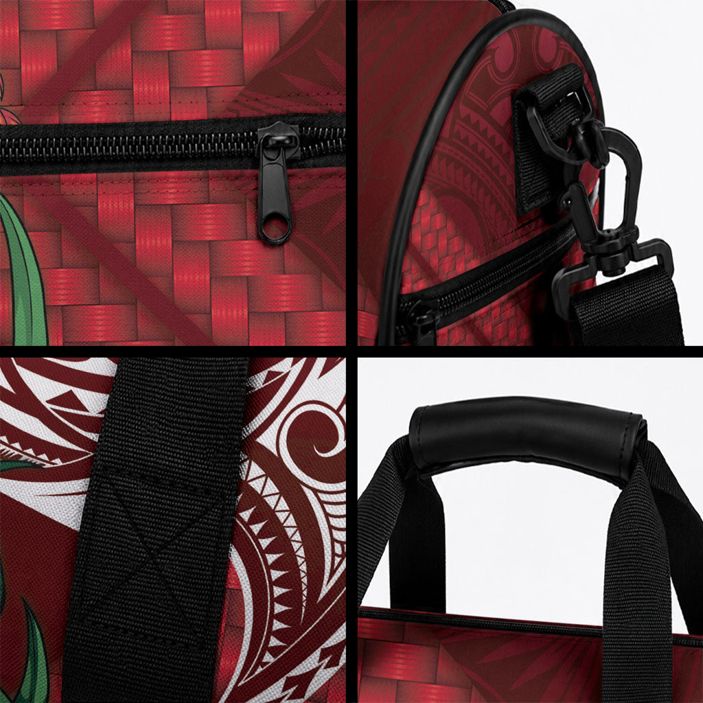 Rongoa Maori New Zealand Harakeke Duffle Bag NZ Weaving Pattern Red LT14 - Polynesian Pride