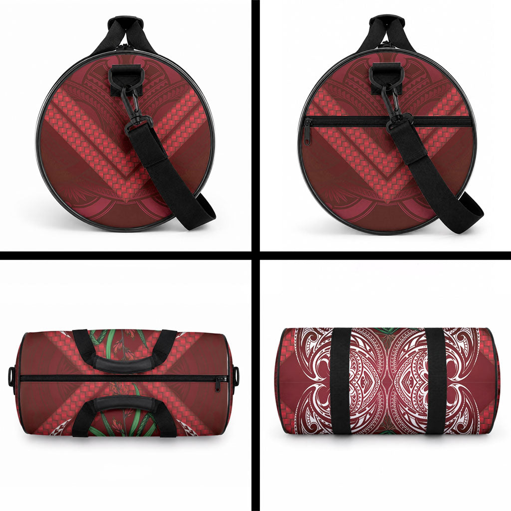 Rongoa Maori New Zealand Harakeke Duffle Bag NZ Weaving Pattern Red LT14 - Polynesian Pride