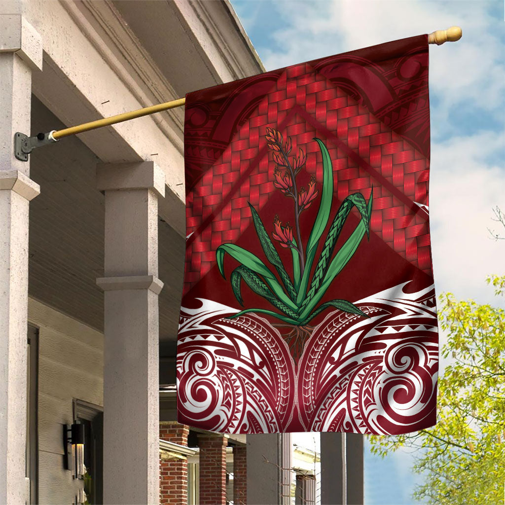 Rongoa Maori New Zealand Harakeke Garden Flag NZ Weaving Pattern Red LT14 House Flag Red - Polynesian Pride