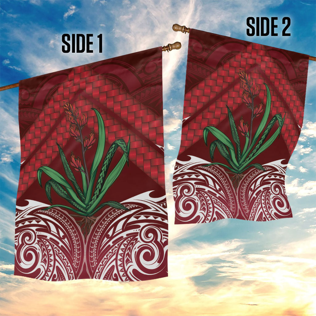 Rongoa Maori New Zealand Harakeke Garden Flag NZ Weaving Pattern Red LT14 - Polynesian Pride