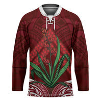 Rongoa Maori New Zealand Harakeke Hockey Jersey NZ Weaving Pattern Red LT14 Unisex Red - Polynesian Pride