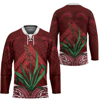 Rongoa Maori New Zealand Harakeke Hockey Jersey NZ Weaving Pattern Red LT14 - Polynesian Pride