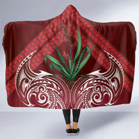 Rongoa Maori New Zealand Harakeke Hooded Blanket NZ Weaving Pattern Red LT14 One Size Red - Polynesian Pride