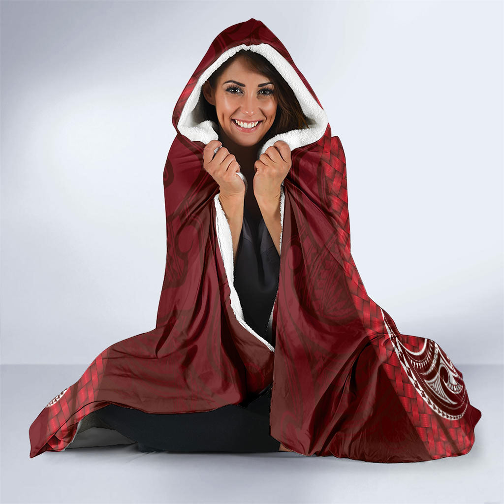 Rongoa Maori New Zealand Harakeke Hooded Blanket NZ Weaving Pattern Red LT14 - Polynesian Pride
