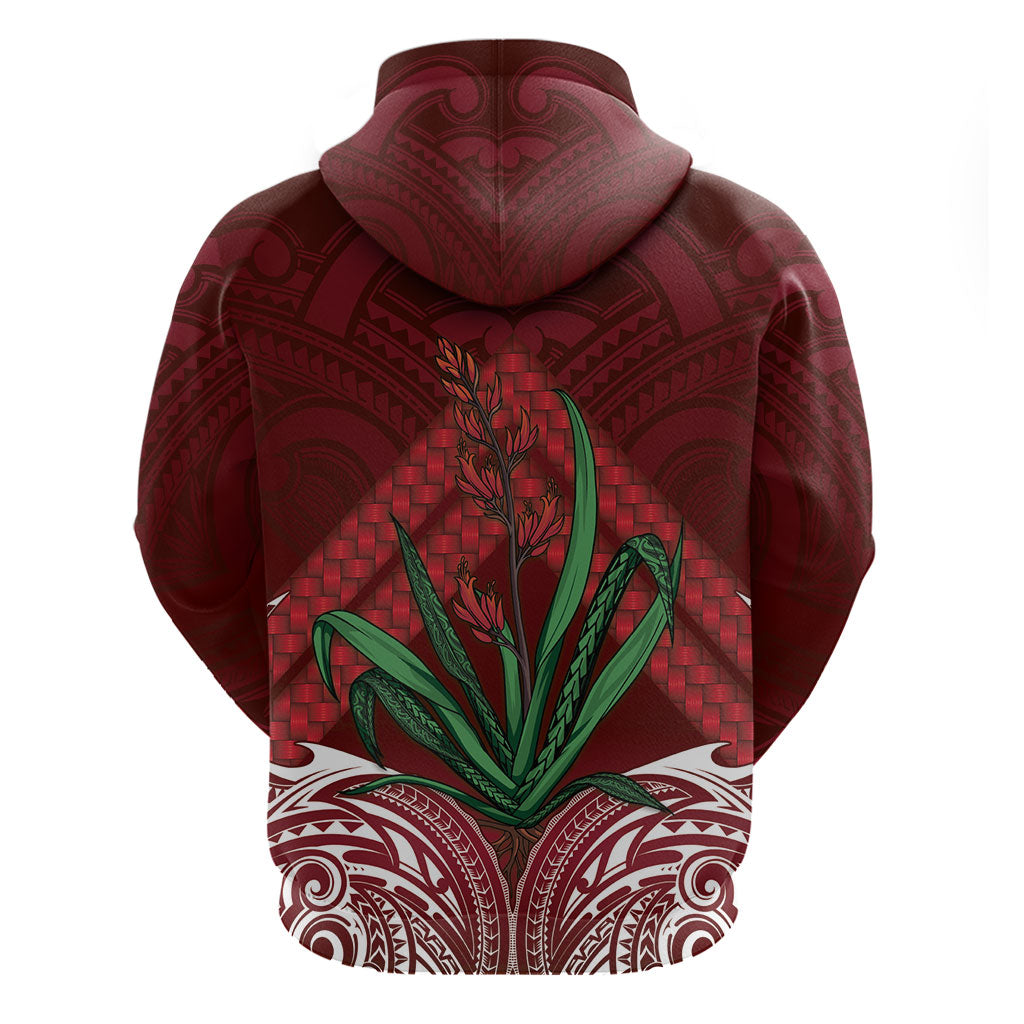 Rongoa Maori New Zealand Harakeke Hoodie NZ Weaving Pattern Red LT14 - Polynesian Pride