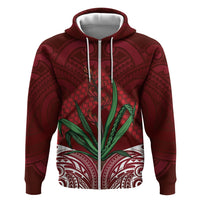 Rongoa Maori New Zealand Harakeke Hoodie NZ Weaving Pattern Red LT14 Zip Hoodie Red - Polynesian Pride
