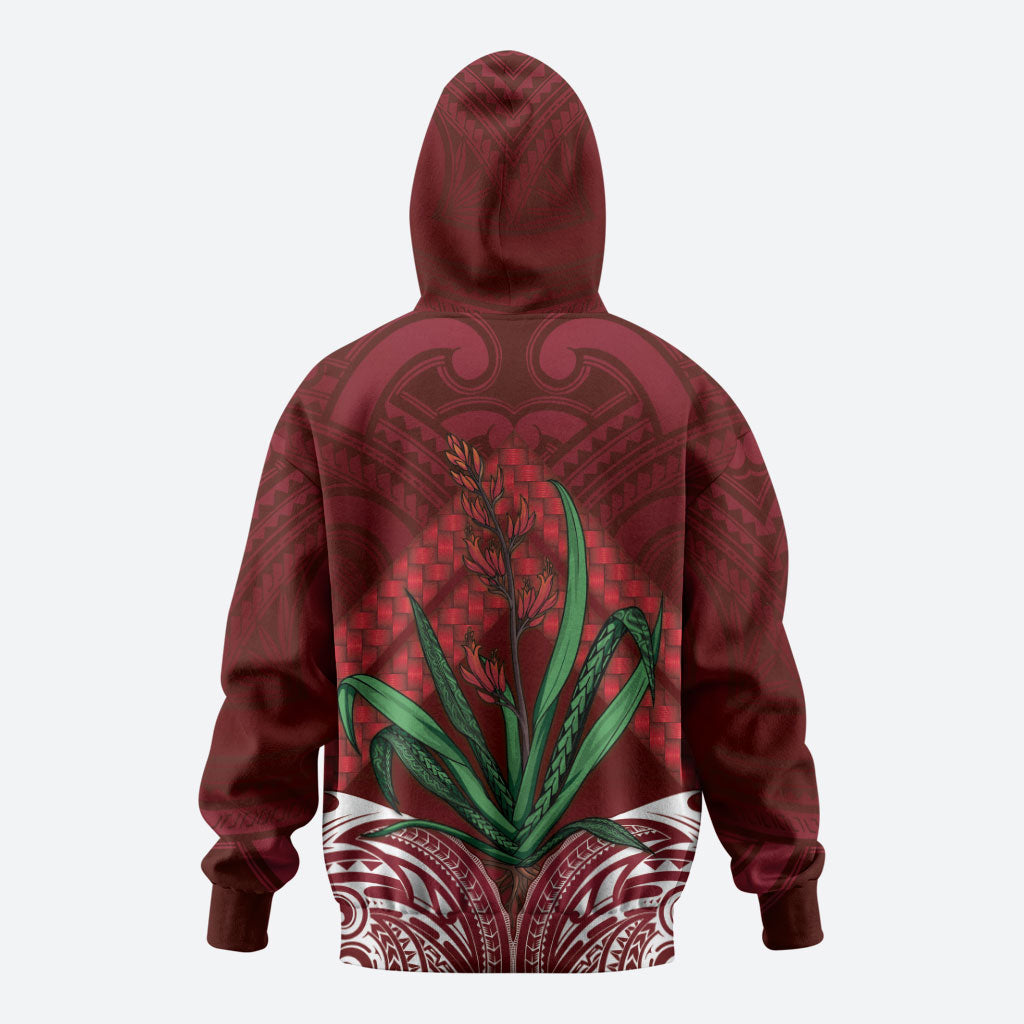 Rongoa Maori New Zealand Harakeke Hoodie NZ Weaving Pattern Red LT14 - Polynesian Pride