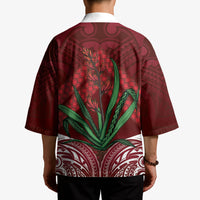 Rongoa Maori New Zealand Harakeke Kimono NZ Weaving Pattern Red LT14 - Polynesian Pride