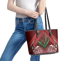 Rongoa Maori New Zealand Harakeke Leather Tote Bag NZ Weaving Pattern Red LT14 - Polynesian Pride