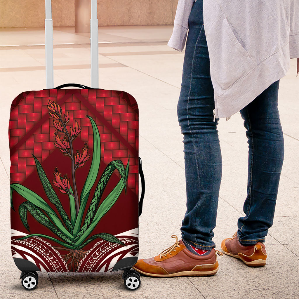 Rongoa Maori New Zealand Harakeke Luggage Cover NZ Weaving Pattern Red LT14 Red - Polynesian Pride