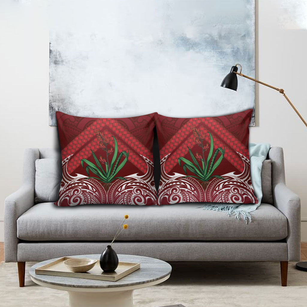 Rongoa Maori New Zealand Harakeke Pillow Cover NZ Weaving Pattern Red LT14 - Polynesian Pride