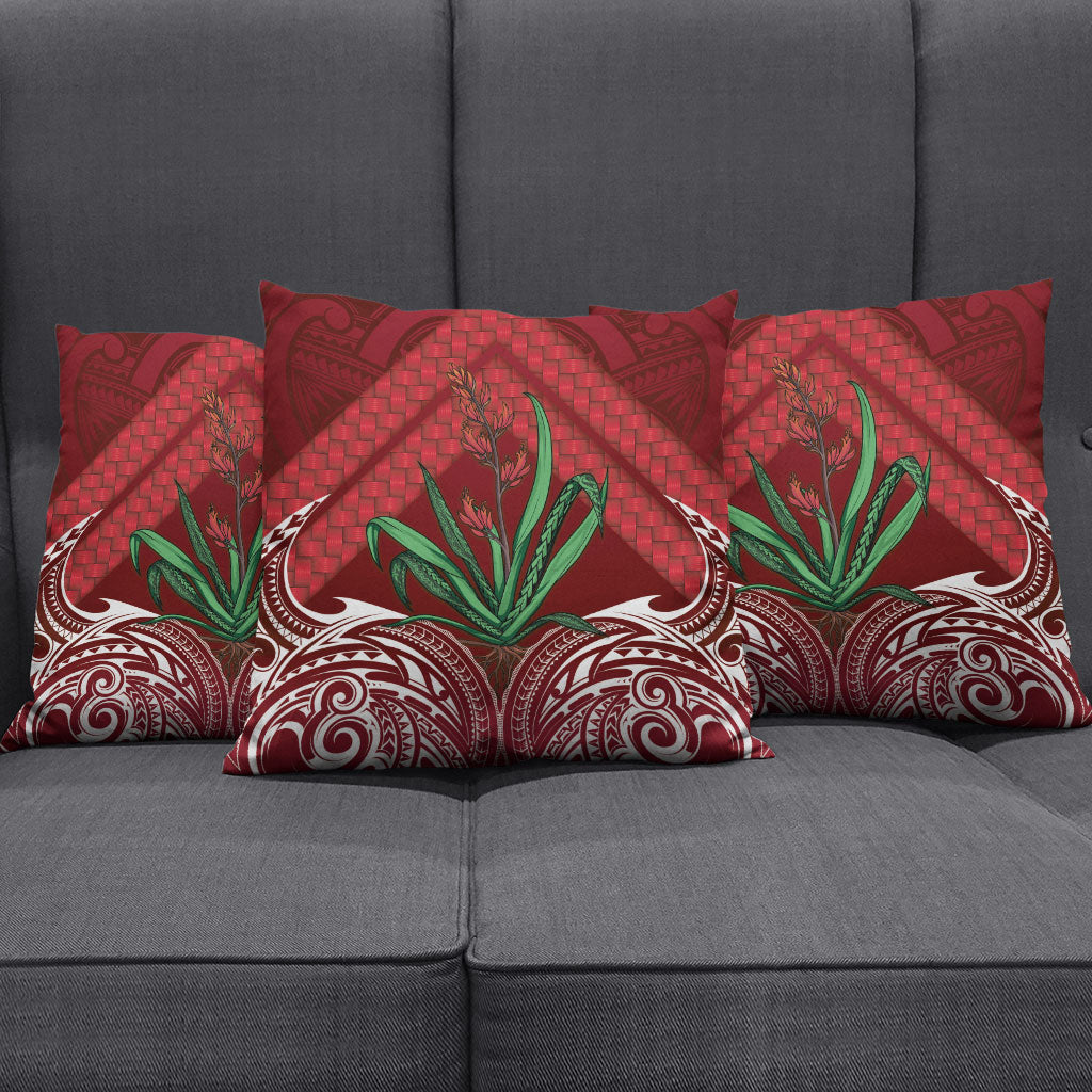 Rongoa Maori New Zealand Harakeke Pillow Cover NZ Weaving Pattern Red LT14 - Polynesian Pride