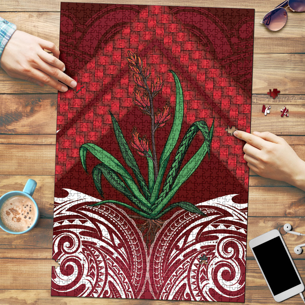 Rongoa Maori New Zealand Harakeke Puzzle NZ Weaving Pattern Red LT14 Red - Polynesian Pride