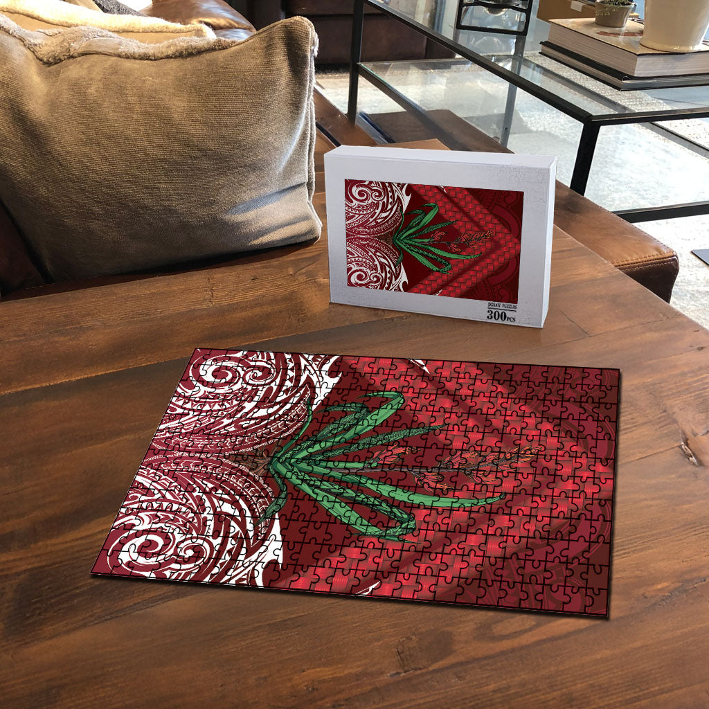 Rongoa Maori New Zealand Harakeke Puzzle NZ Weaving Pattern Red LT14 - Polynesian Pride