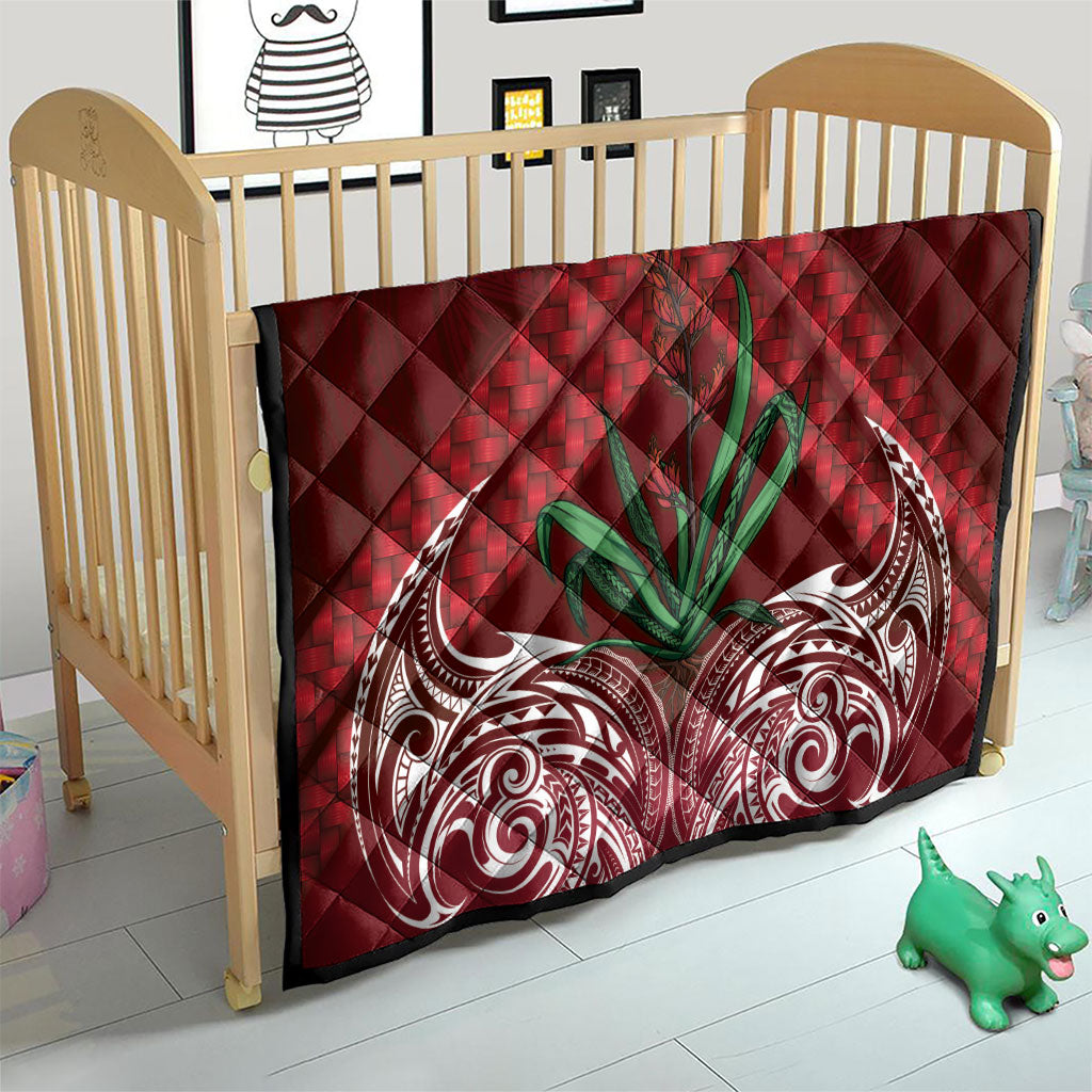 Rongoa Maori New Zealand Harakeke Quilt NZ Weaving Pattern Red LT14 - Polynesian Pride