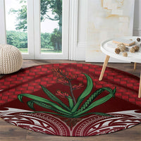 Rongoa Maori New Zealand Harakeke Round Carpet NZ Weaving Pattern Red LT14 - Polynesian Pride
