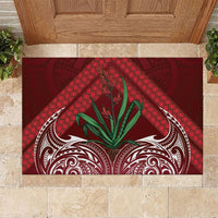 Rongoa Maori New Zealand Harakeke Rubber Doormat NZ Weaving Pattern Red LT14 Red - Polynesian Pride