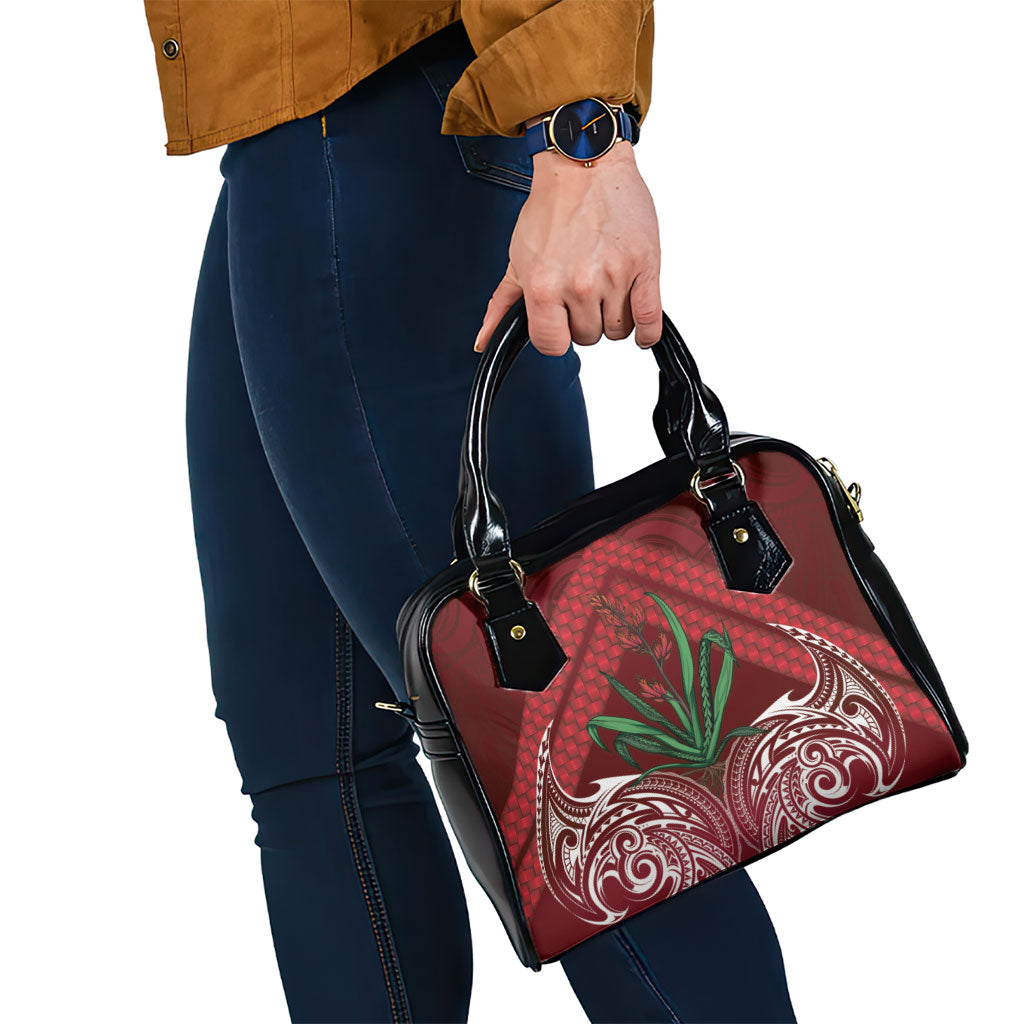 Rongoa Maori New Zealand Harakeke Shoulder Handbag NZ Weaving Pattern Red LT14 - Polynesian Pride