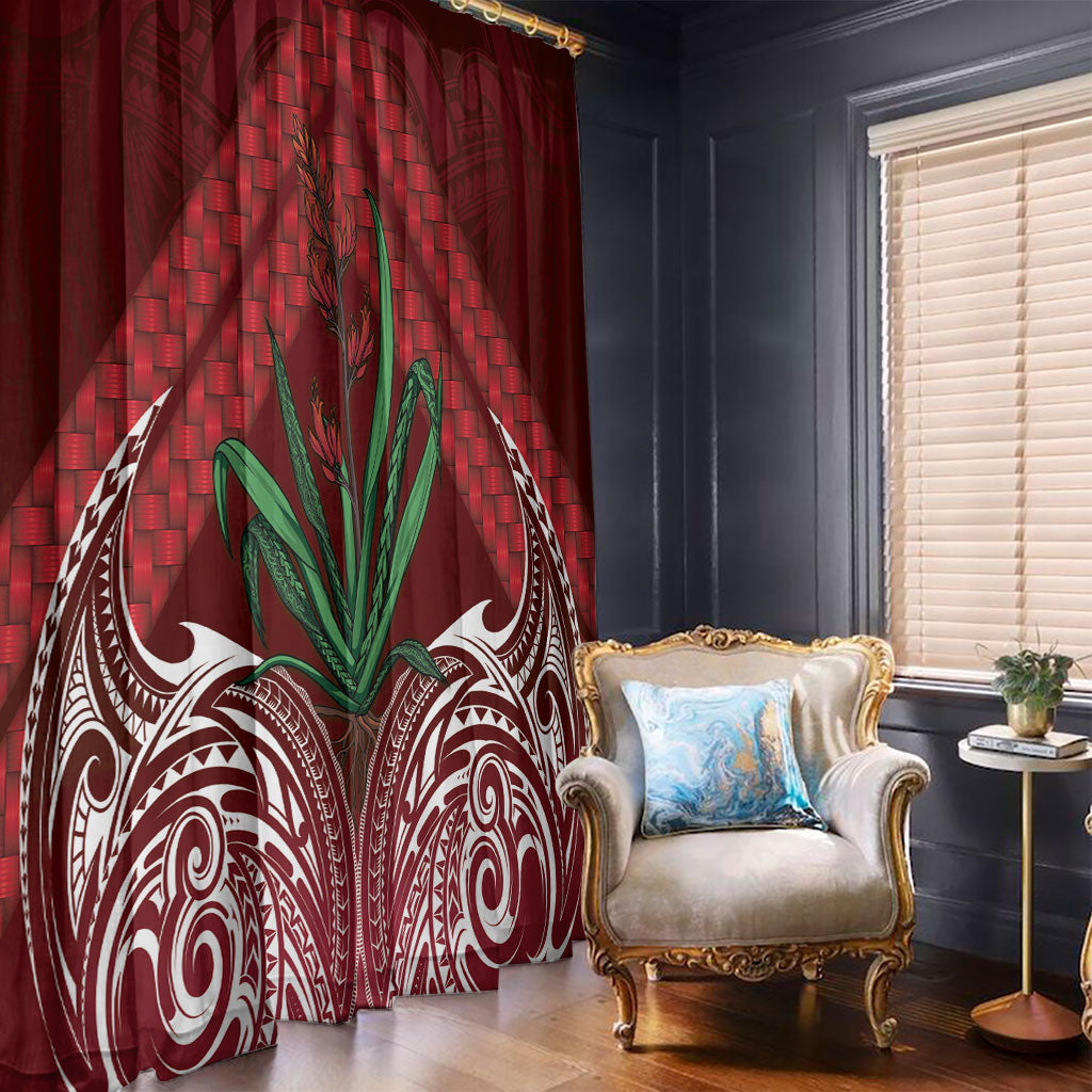 Rongoa Maori New Zealand Harakeke Window Curtain NZ Weaving Pattern Red LT14 - Polynesian Pride