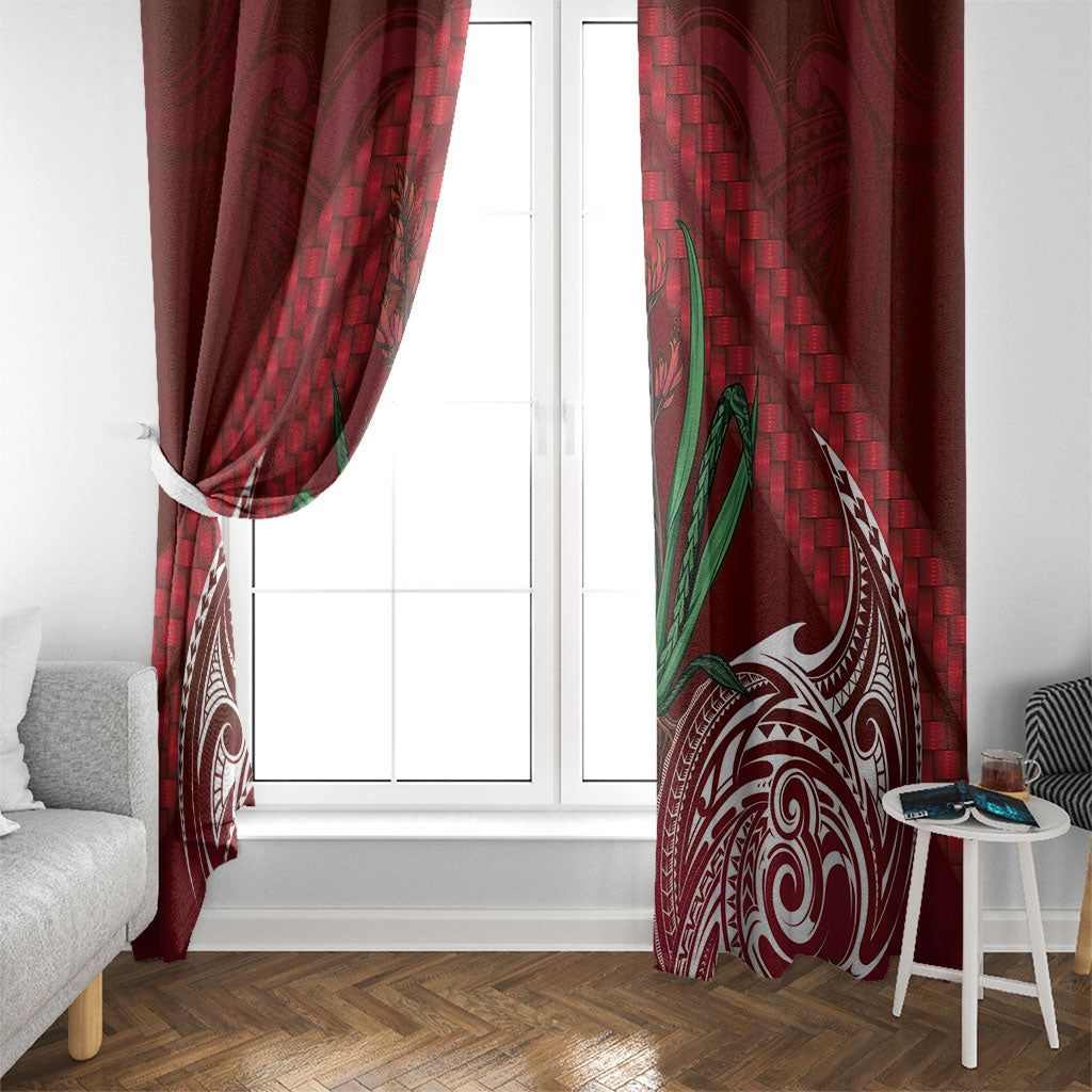 Rongoa Maori New Zealand Harakeke Window Curtain NZ Weaving Pattern Red LT14 - Polynesian Pride