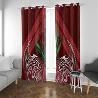 Rongoa Maori New Zealand Harakeke Window Curtain NZ Weaving Pattern Red LT14 With Grommets Red - Polynesian Pride