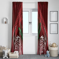 Rongoa Maori New Zealand Harakeke Window Curtain NZ Weaving Pattern Red LT14 - Polynesian Pride