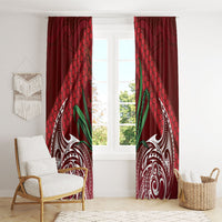 Rongoa Maori New Zealand Harakeke Window Curtain NZ Weaving Pattern Red LT14 - Polynesian Pride
