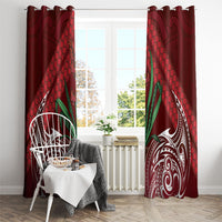 Rongoa Maori New Zealand Harakeke Window Curtain NZ Weaving Pattern Red LT14 - Polynesian Pride