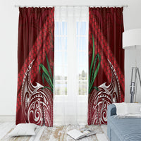 Rongoa Maori New Zealand Harakeke Window Curtain NZ Weaving Pattern Red LT14 - Polynesian Pride