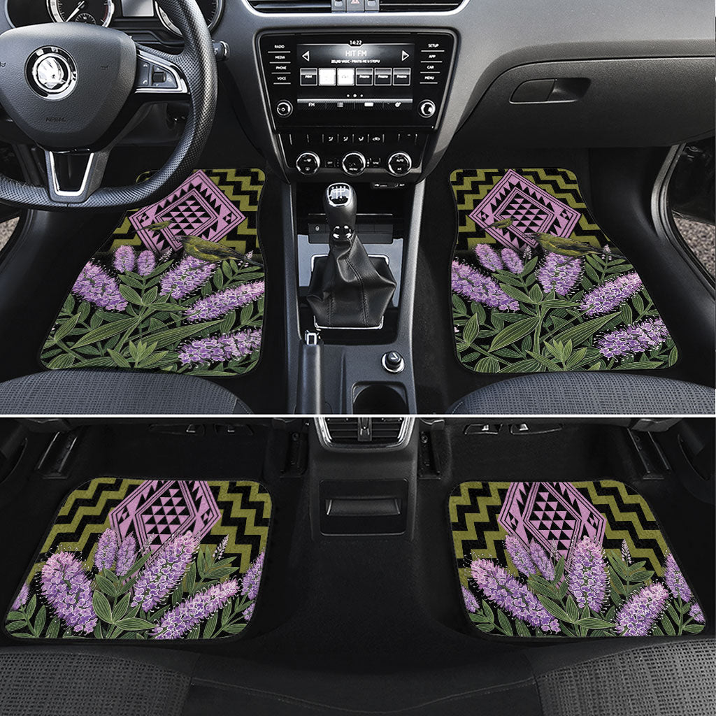 Rongoa Maori New Zealand Koromiko Car Mats NZ Hebe Korimako Bellbird Poutama LT14 Set 4pcs Green - Polynesian Pride