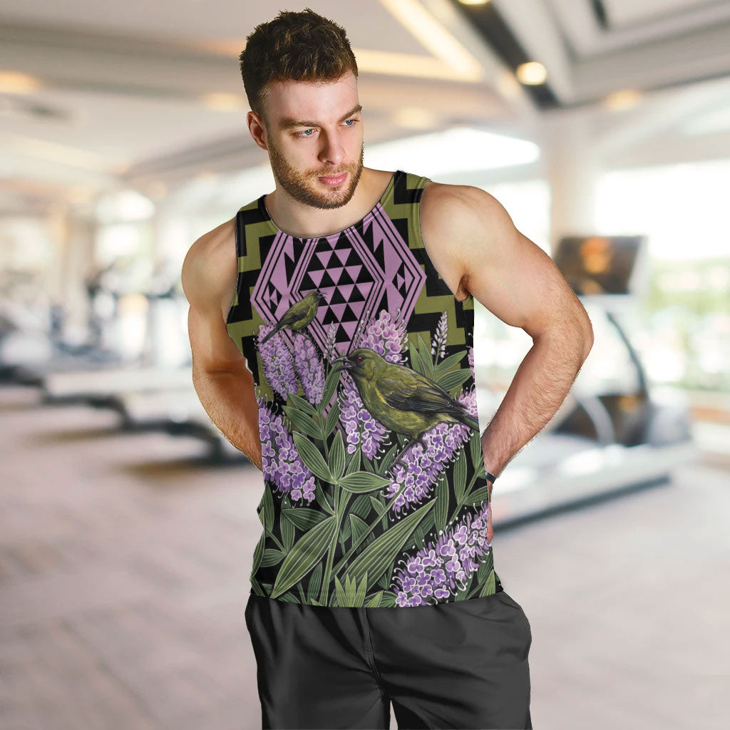 Rongoa Maori New Zealand Koromiko Men Tank Top NZ Hebe Korimako Bellbird Poutama LT14 Green - Polynesian Pride